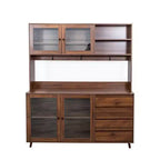 Meubles de rangement Okak 63 po, armoire de cuisine autoportante avec 4 portes et 4 tiroirs, meuble de rangement pour salon, salle à manger