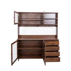 Meubles de rangement Okak 63 po, armoire de cuisine autoportante avec 4 portes et 4 tiroirs, meuble de rangement pour salon, salle à manger