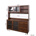 Meubles de rangement Okak 63 po, armoire de cuisine autoportante avec 4 portes et 4 tiroirs, meuble de rangement pour salon, salle à manger
