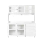 Meubles de rangement Okak 63 po, armoire de cuisine autoportante avec 4 portes et 4 tiroirs, meuble de rangement pour salon, salle à manger