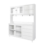 Meubles de rangement Okak 63 po, armoire de cuisine autoportante avec 4 portes et 4 tiroirs, meuble de rangement pour salon, salle à manger