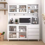 Meubles de rangement Okak 63 po, armoire de cuisine autoportante avec 4 portes et 4 tiroirs, meuble de rangement pour salon, salle à manger