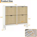 Meuble à chaussures cannelé COZONY avec tiroirs basculants, Organisateur de rangement étroit moderne pour entrée, Étagère à chaussures sur pied de style ferme pour porte d'entrée