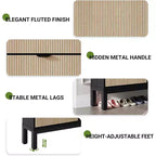 Meuble à chaussures cannelé COZONY avec tiroirs basculants, Organisateur de rangement étroit moderne pour entrée, Étagère à chaussures sur pied de style ferme pour porte d'entrée