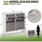 Meuble à chaussures cannelé COZONY avec tiroirs basculants, Organisateur de rangement étroit moderne pour entrée, Étagère à chaussures sur pied de style ferme pour porte d'entrée