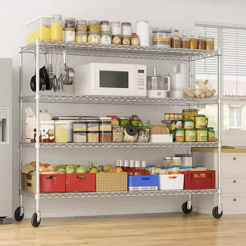 HOMDOX Étagère de rangement métallique robuste à 4 niveaux, 1088 kg, 60 W x 18 P x 72 H, étagères métalliques réglables pour le rangement, étagères de rangement autoportantes
