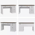COZONY 60 Bureau de direction moderne avec plateau en bois cannelé, meuble de classement et tiroirs, grand bureau de rangement pour bureau à domicile, bureau et chambre à coucher