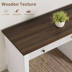 COZONY 60 Bureau de direction moderne avec plateau en bois cannelé, meuble de classement et tiroirs, grand bureau de rangement pour bureau à domicile, bureau et chambre à coucher