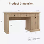 COZONY 60 Bureau de direction moderne avec plateau en bois cannelé, meuble de classement et tiroirs, grand bureau de rangement pour bureau à domicile, bureau et chambre à coucher