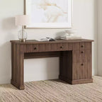 COZONY 60 Bureau de direction moderne avec plateau en bois cannelé, meuble de classement et tiroirs, grand bureau de rangement pour bureau à domicile, bureau et chambre à coucher