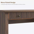 COZONY 60 Bureau de direction moderne avec plateau en bois cannelé, meuble de classement et tiroirs, grand bureau de rangement pour bureau à domicile, bureau et chambre à coucher