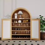 Meuble à chaussures Coolmee à 5 niveaux avec portes en rotin, étagère à chaussures autoportante avec étagères réglables pour entrée, couloir, salon