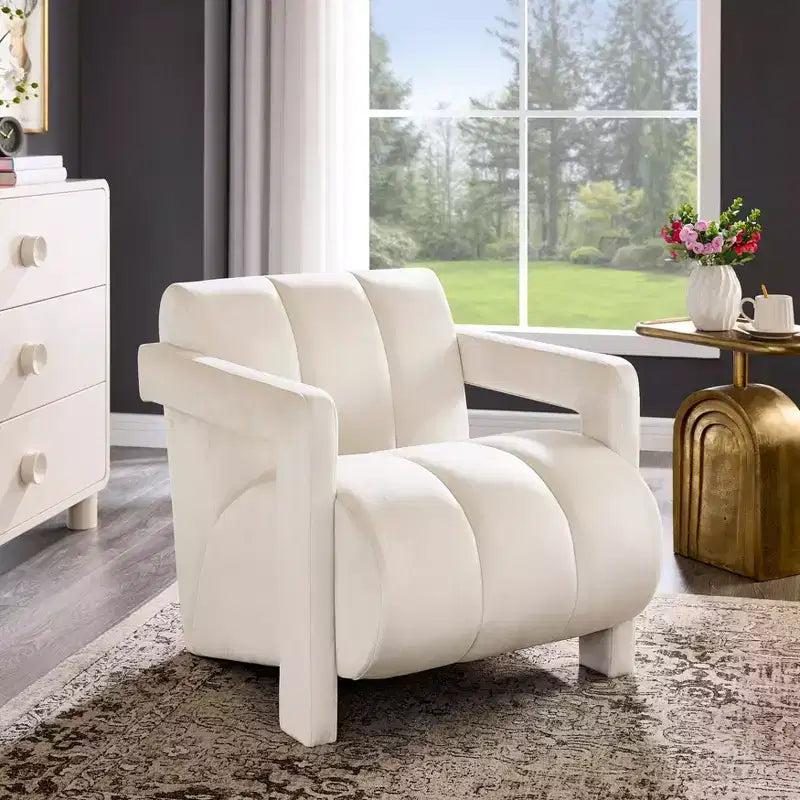 Fauteuil d'appoint contemporain en velours Velmor de Roundhill Furniture