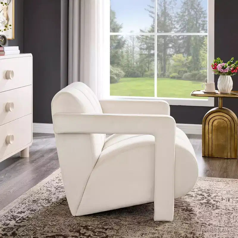 Fauteuil d'appoint contemporain en velours Velmor de Roundhill Furniture