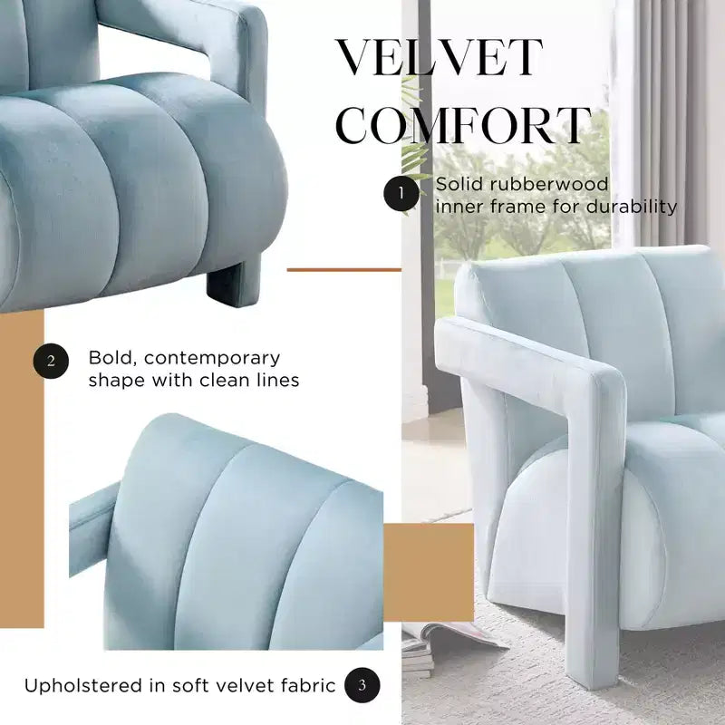 Fauteuil d'appoint contemporain en velours Velmor de Roundhill Furniture