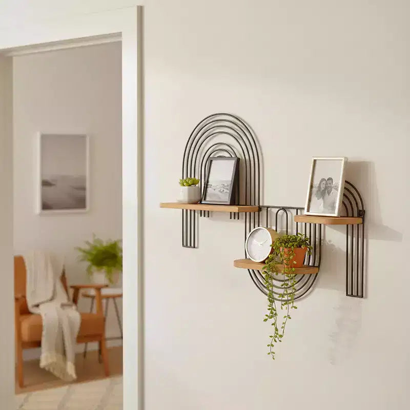 Pot de fleurs en céramique avec support - Jardinière ronde décorative avec base en bambou - Pot de fleurs bohème moderne pour la maison ou le bureau - 9 ivoire et beige
