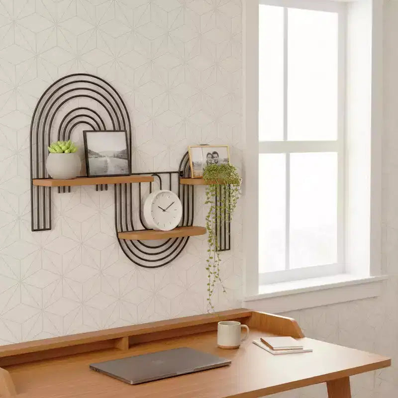 Pot de fleurs en céramique avec support - Jardinière ronde décorative avec base en bambou - Pot de fleurs bohème moderne pour la maison ou le bureau - 9 ivoire et beige