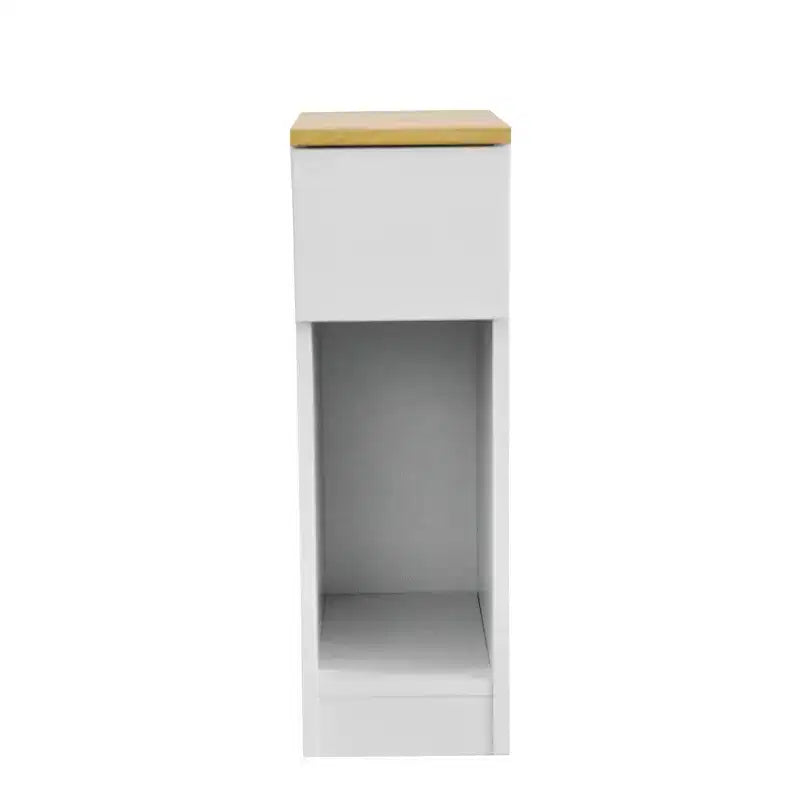 AndMakers 8 in. White Titanium Rectangular Wood End Table with 1 Drawer