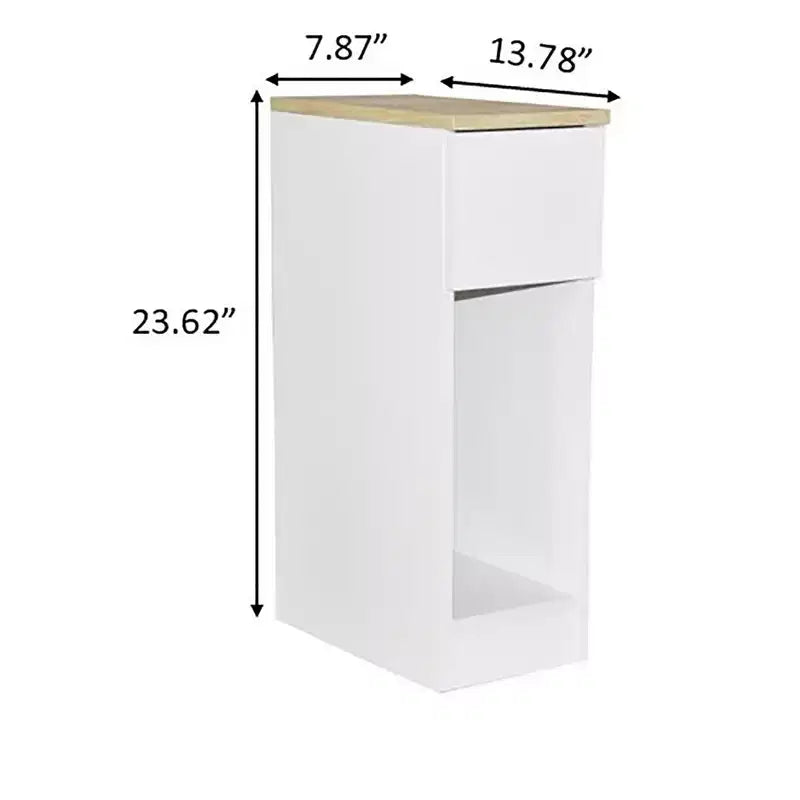 Table d'appoint rectangulaire en bois blanc titane de 20 cm avec 1 tiroir AndMakers