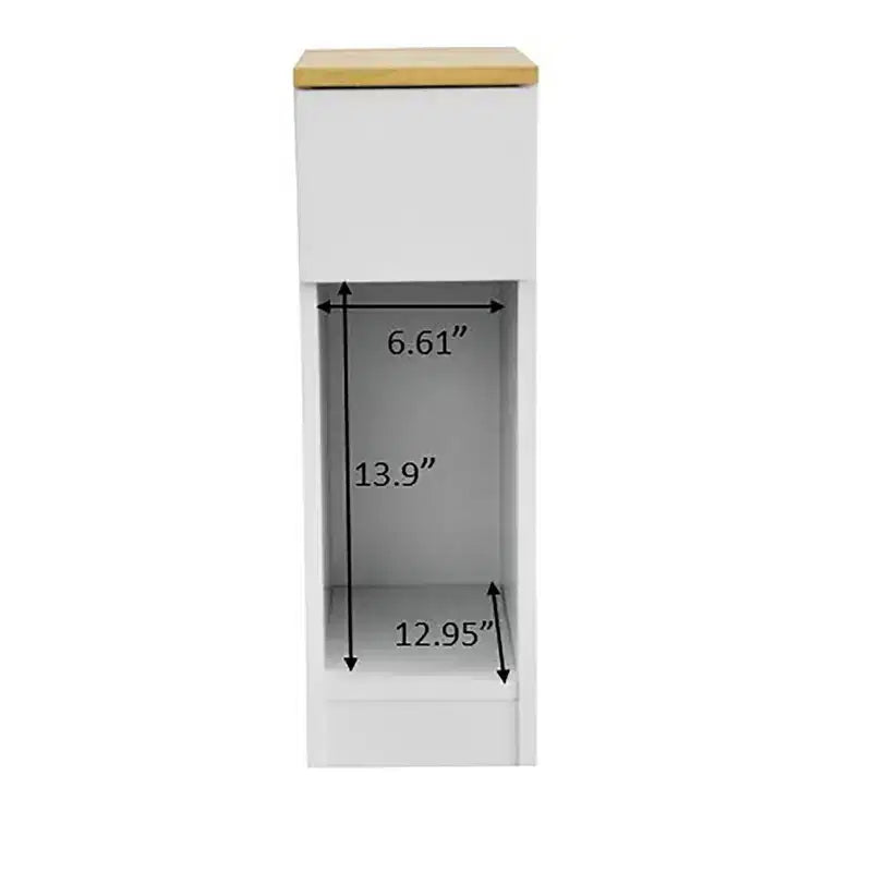 Table d'appoint rectangulaire en bois blanc titane de 20 cm avec 1 tiroir AndMakers