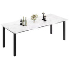 Table à manger rectangulaire 71 / 78 pour 6-8 personnes avec bord irrégulier ondulé et cadre en métal, imperméable et résistant aux rayures, polyvalente pour manger/travailler/étudier