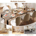 Table à manger rectangulaire 71 / 78 pour 6-8 personnes avec bord irrégulier ondulé et cadre en métal, imperméable et résistant aux rayures, polyvalente pour manger/travailler/étudier