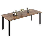 Table à manger rectangulaire 71 / 78 pour 6-8 personnes avec bord irrégulier ondulé et cadre en métal, imperméable et résistant aux rayures, polyvalente pour manger/travailler/étudier