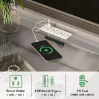 Table de chevet AMERLIFE 23.6, finition brillante, avec plateau en verre et station de recharge intégrée