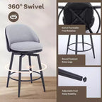 GustoWave Lot de 2 tabourets de bar modernes pivotants et rembourrés, tabourets de bar pivotants de 26 po avec pieds en métal, chaises de comptoir de bar en similicuir
