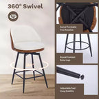 GustoWave Lot de 2 tabourets de bar modernes pivotants et rembourrés, tabourets de bar pivotants de 26 po avec pieds en métal, chaises de comptoir de bar en similicuir