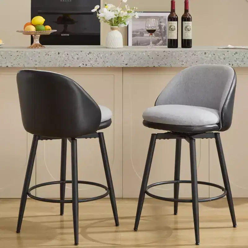 GustoWave Lot de 2 tabourets de bar modernes pivotants et rembourrés, tabourets de bar pivotants de 26 po avec pieds en métal, chaises de comptoir de bar en similicuir