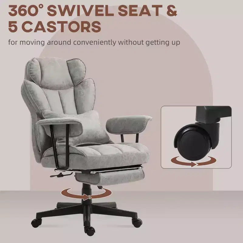 Chaise de bureau de direction Okak avec repose-pieds pliable, chaise d'ordinateur avec soutien lombaire et dossier inclinable, chaise confortable pour l'étude et le bureau