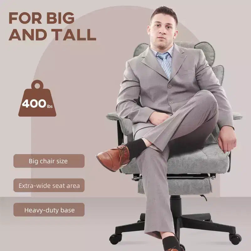 Chaise de bureau de direction Okak avec repose-pieds pliable, chaise d'ordinateur avec soutien lombaire et dossier inclinable, chaise confortable pour l'étude et le bureau
