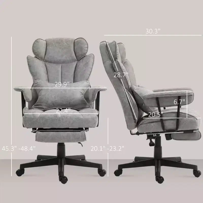 Chaise de bureau de direction Okak avec repose-pieds pliable, chaise d'ordinateur avec soutien lombaire et dossier inclinable, chaise confortable pour l'étude et le bureau