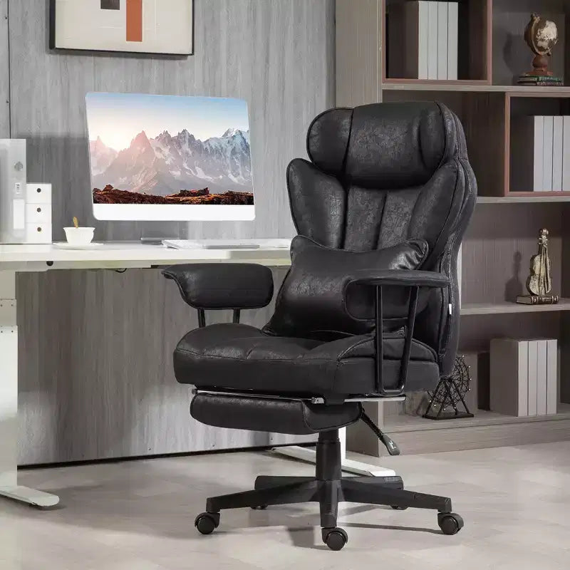 Chaise de bureau de direction Okak avec repose-pieds pliable, chaise d'ordinateur avec soutien lombaire et dossier inclinable, chaise confortable pour l'étude et le bureau