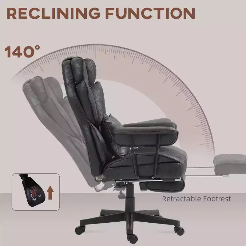 Chaise de bureau de direction Okak avec repose-pieds pliable, chaise d'ordinateur avec soutien lombaire et dossier inclinable, chaise confortable pour l'étude et le bureau