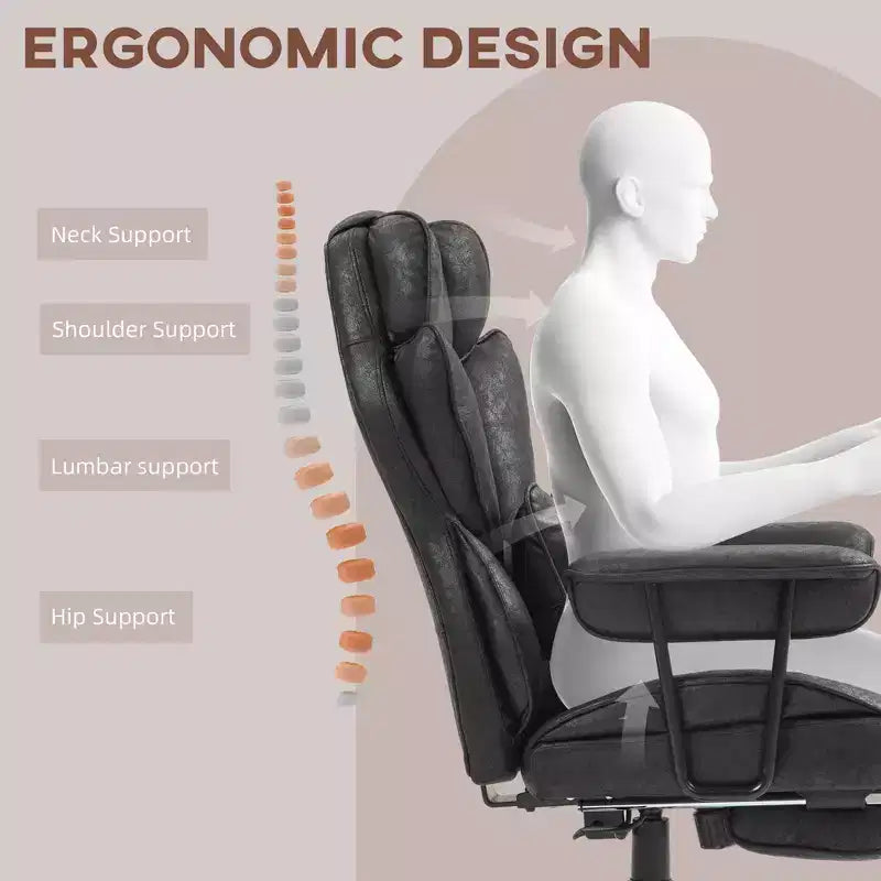 Chaise de bureau de direction Okak avec repose-pieds pliable, chaise d'ordinateur avec soutien lombaire et dossier inclinable, chaise confortable pour l'étude et le bureau