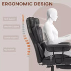 Chaise de bureau de direction Okak avec repose-pieds pliable, chaise d'ordinateur avec soutien lombaire et dossier inclinable, chaise confortable pour l'étude et le bureau