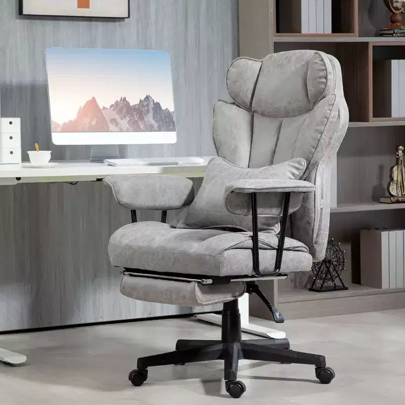 Chaise de bureau de direction Okak avec repose-pieds pliable, chaise d'ordinateur avec soutien lombaire et dossier inclinable, chaise confortable pour l'étude et le bureau