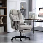 Okak Tall Executive Office Chair with Foldable Footrest, Computer Chair with Lumbar Support and Reclining Back, Comfy Chair for Study, Office