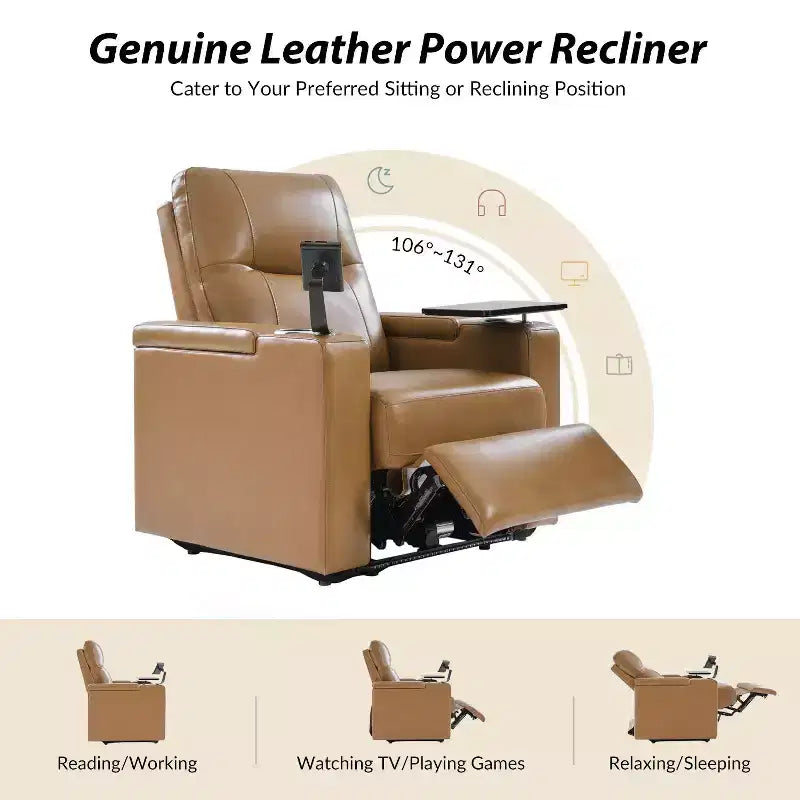 Fauteuil inclinable Flora en cuir véritable, lot de 2 | HULALA HOME