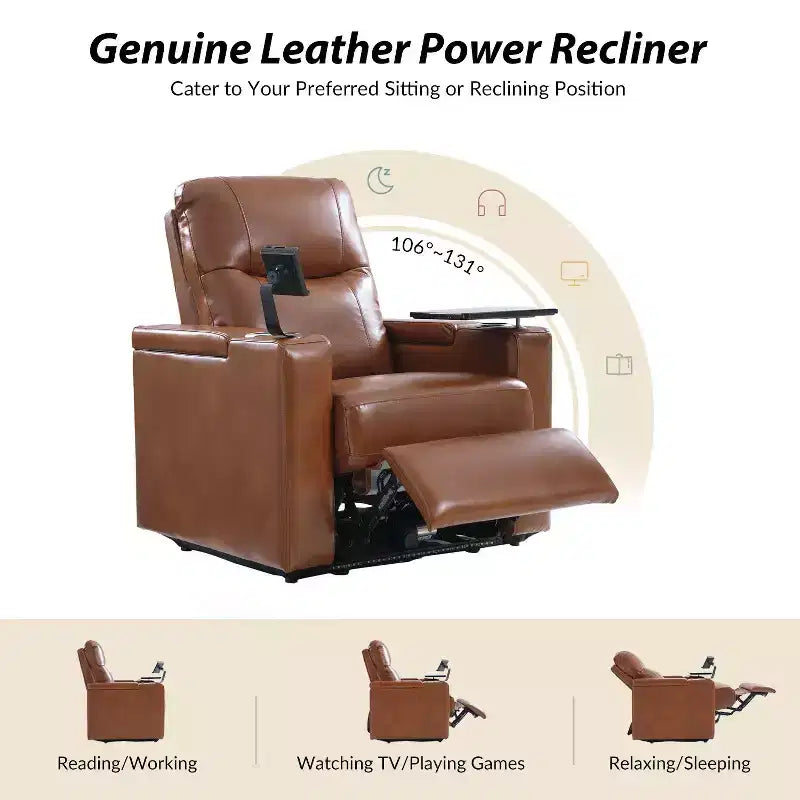 Fauteuil inclinable Flora en cuir véritable, lot de 2 | HULALA HOME