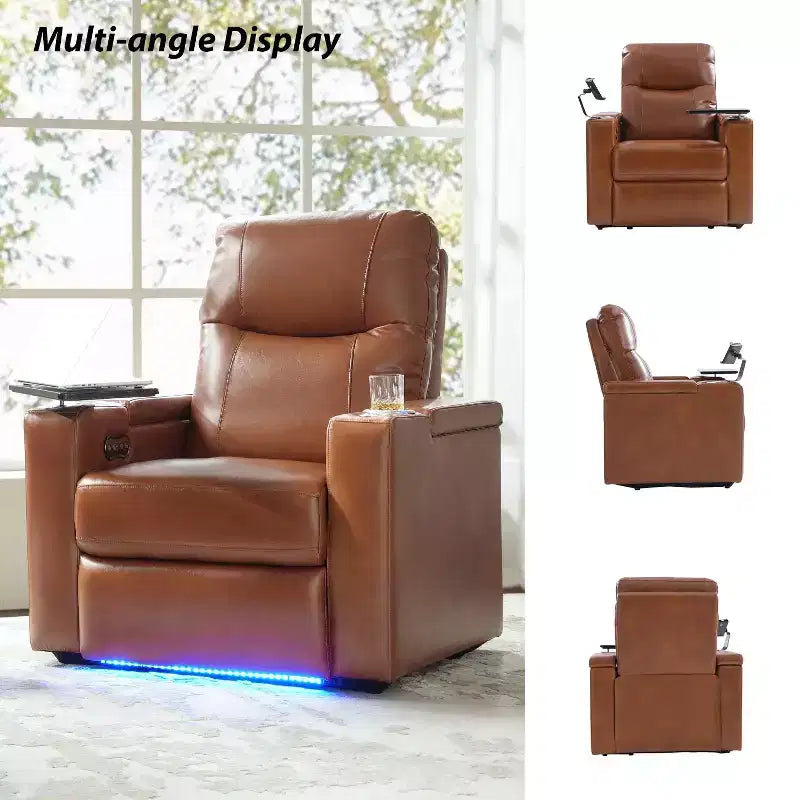 Fauteuil inclinable Flora en cuir véritable, lot de 2 | HULALA HOME