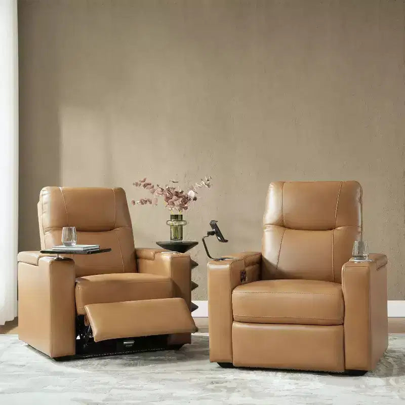 Fauteuil inclinable Flora en cuir véritable, lot de 2 | HULALA HOME