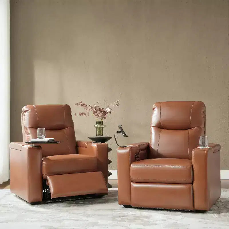 Fauteuil inclinable Flora en cuir véritable, lot de 2 | HULALA HOME