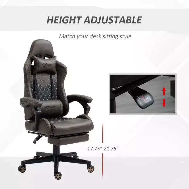 Chaise de gaming Okak High-Back avec appuie-tête, chaise d'ordinateur avec soutien lombaire et repose-pieds, chaise de bureau pour l'étude, salle de lecture