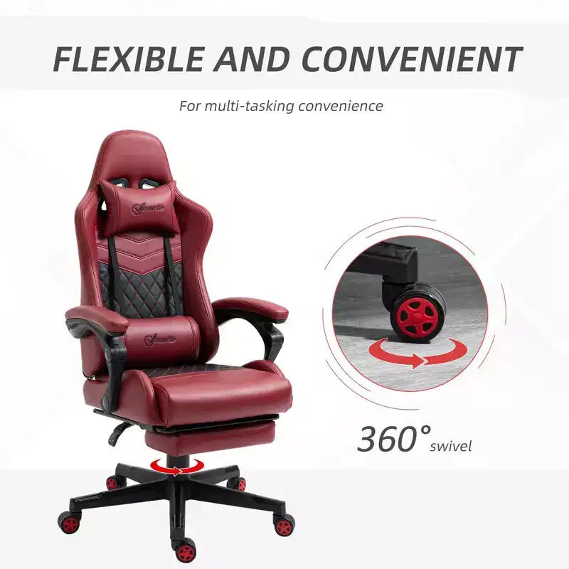 Chaise de gaming Okak High-Back avec appuie-tête, chaise d'ordinateur avec soutien lombaire et repose-pieds, chaise de bureau pour l'étude, salle de lecture