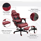 Chaise de gaming Okak High-Back avec appuie-tête, chaise d'ordinateur avec soutien lombaire et repose-pieds, chaise de bureau pour l'étude, salle de lecture