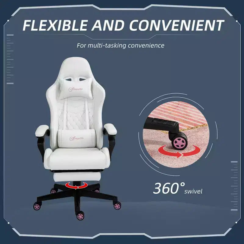 Chaise de gaming Okak High-Back avec appuie-tête, chaise d'ordinateur avec soutien lombaire et repose-pieds, chaise de bureau pour l'étude, salle de lecture