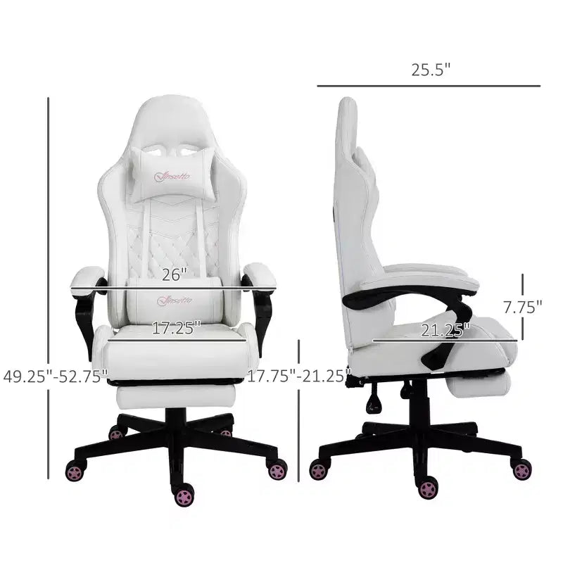 Chaise de gaming Okak High-Back avec appuie-tête, chaise d'ordinateur avec soutien lombaire et repose-pieds, chaise de bureau pour l'étude, salle de lecture